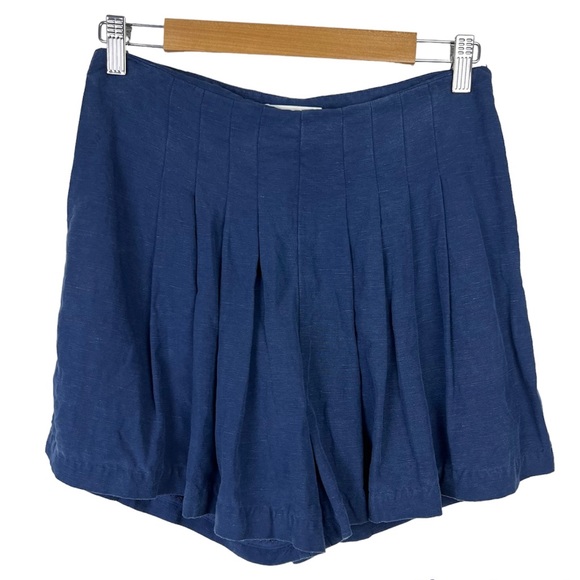Sancia Culotte Shorts Linen Blend Pleated High Waist Navy Blue Tennis Size M - Picture 5 of 12